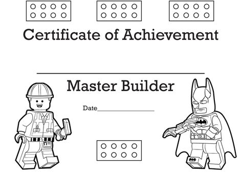 Lego Master Builder Certificate, Lego Master Builder, Lego Certificate Printable, Lego Therapy, Lego Camp, Lego Math, Holiday Club, Lego Club, Certificate Of Achievement