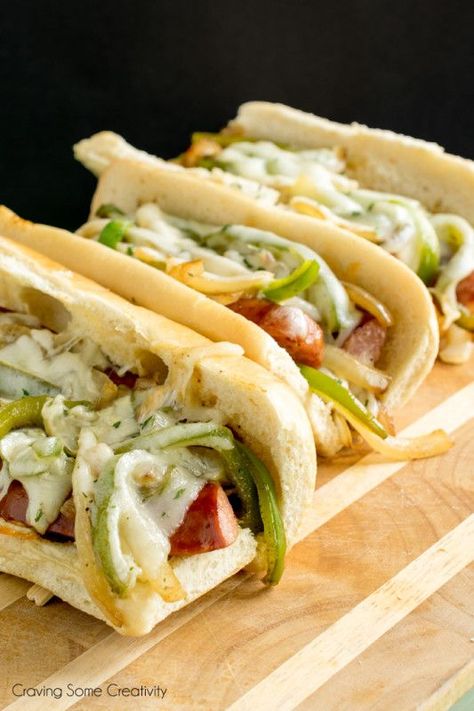 Hoagie Sandwiches, Tailgating Food, Sandwhich Recipes, Cheesesteak Recipe, Kielbasa Recipes, Cheese Steak Sandwich, Sausage And Peppers, Tailgate Food, Man Food