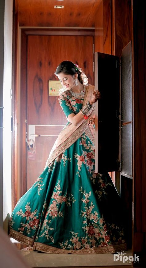 Wedding Lookbook, Floral Lehenga, Lehenga Gown, Half Sarees, Half Saree Designs, Patiala Salwar, Ghagra Choli, Indian Gowns, Indian Bridal Outfits