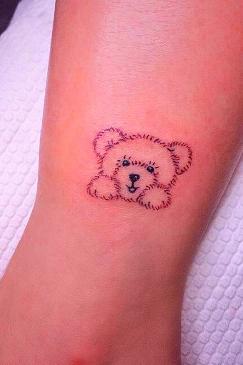 Teddy Bear Tattoo Ideas For Women, Tedy Tattoo, Tiny Bear Tattoo, Teddy Bear Tattoo Small Simple, Cute Teddy Bear Tattoo, Simple Tattoo Ideas Female, Female Tattoo Designs, Teddy Bear Tattoo, Simple Tattoo Ideas