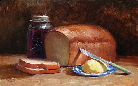 Bread and Butter Food Art Painting, Easter 2023, Foodie Art, Food Painting, Life Paintings, Digital Paintings, Still Life Oil Painting, Galaxy Painting, Still Life Drawing