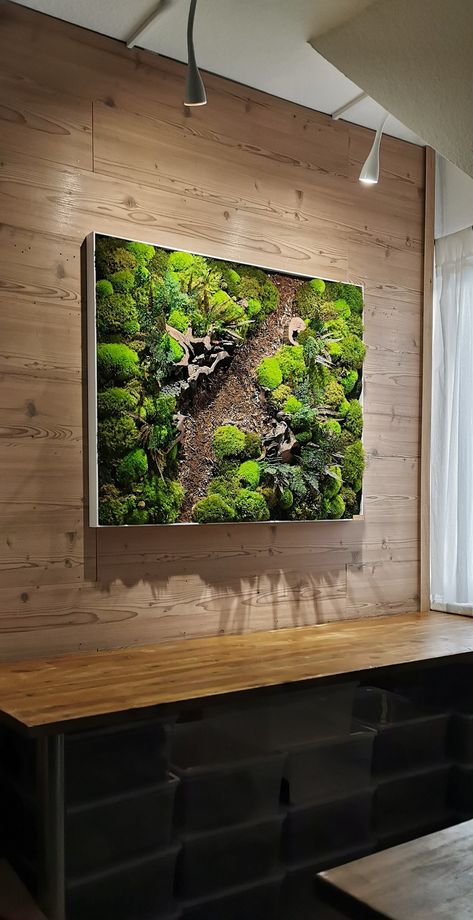 Nature picture moss picture wall art moss wall mural moss wall decoration Product Information: The article shown serves as a presentation. After order confirmation, the item will be made in a similar form. You can also express your special requests in the personalization. The preserved moss landscapes are a very easy-care and long-lasting natural product, consisting of 100% real plants, stones and wood. Gentle, natural impregnation techniques make real plants last longer and therefore do not req Botanical Interior Design, Forest Paths, Botanical Interior, Moss Wall Art, Moss Art, Forest Path, Moss Wall, Forest Pictures, Slim Frame