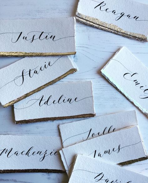 Handmade Paper Place Cards, Place Card Calligraphy, Handwritten Place Cards, Calligraphy Cards, Wedding Name Cards, Calligraphy Envelope, Calligraphy Name, Name Place Cards, Invitation Kits