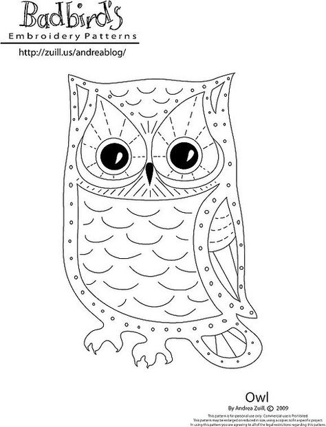 free owl pattern Owl Embroidery Pattern, Owl Embroidery, Owl Crafts, Owl Patterns, Embroidery Patterns Free, Hand Embroidery Pattern, Needle Art, Hand Embroidery Patterns, Hand Embroidery Designs