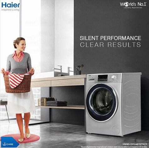 haier india Getting good results is all about performance. That's why the Haier Washing Machine, driven by the Direct Motion Motor, gives your laundry a strong wash without making any noise. And that is how you get results. Washing Machine Creative Ads, Laundry Detergent Ads, Product Ads, Social Media Poster, Social Media Design Inspiration, Washing Machines, Durga Maa, Inspired Living, Creative Posters