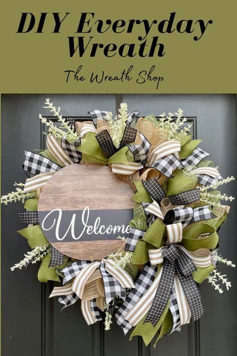 Learn how to make this Everyday Welcome Wreath in Neutral Colors using a Wreath Kit from The Wreath Shop! The full tutorial is available on our Youtube channel found in our bio. This wreath can be used any time of year, or in between seasons and occasions, to dress up your door! DIY Deco Mesh Wreath Full Wreaths For Front Door, Succulent Deco Mesh Wreath, Making Door Wreaths, How To Make Mesh Ribbon Wreaths, Everyday Deco Mesh Wreaths, Mesh Wreath Ideas Year Round, Fall Wreaths Neutral Colors, 8 Inch Wire Wreath Ideas, Diy Ribbon Wreaths For Front Door