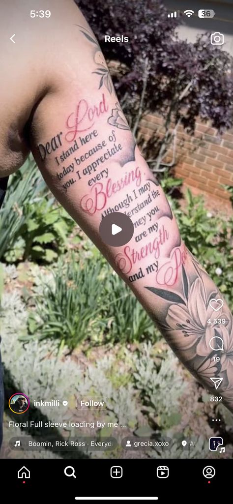 Lord’s Prayer Tattoo, Lord Tattoo, Prayer Tattoo, Today Tattoo, Promise Tattoo, Lord’s Prayer, Rick Ross, I Stand, Dear Lord