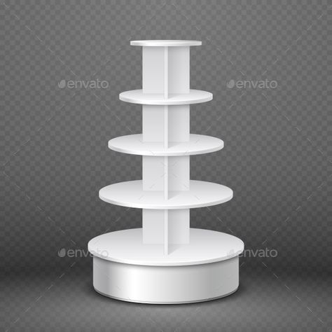 White Blank Products Display Spiral Stand Round Shelves, Furniture Details Drawing, Store Display Design, Gerobak Dorong, Commercial Illustration, Products Display, Round Shelf, Perfume Display, Store Design Boutique