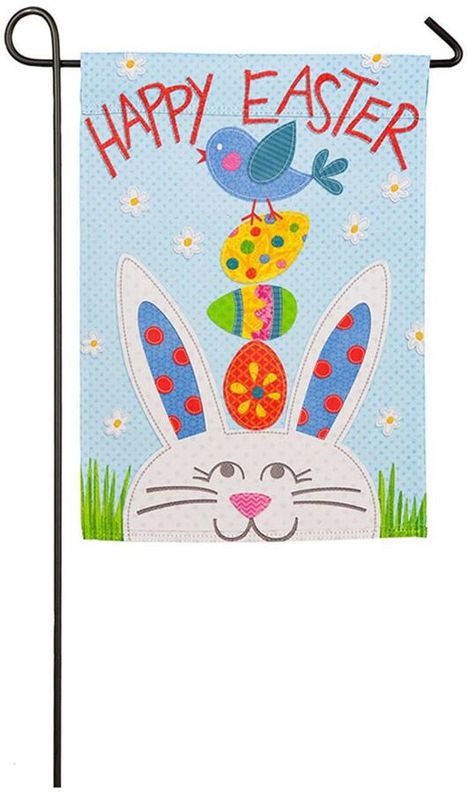 Evergreen Enterprises "Happy Easter" Bunny Indoor / Outdoor Garden Flag Texture Artwork, Bunny Garden, Easter Flags, Flag Holder, Easter Garden, Easter Bonnet, Mini Flags, Happy Easter Bunny, Easter Season