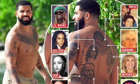 Tattoos Of Family, Drake Tattoos, Rapper Lil Wayne, Drakes Album, Drake Graham, Aubrey Drake, Tattoo Collection, Old Singers, Childhood Photos