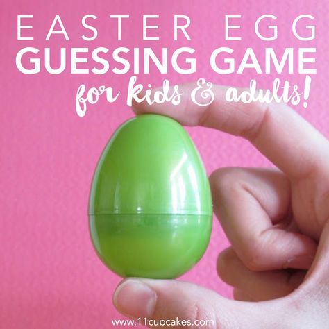 Fun Easter Egg Guessing Game for kids and adults. After Easter brunch, entertain your guests with a fun guessing game. Before your guests arrive, fill an easter egg with small items that you find around your house (toothpick, paper clip, staple, p… Guessing Games For Kids, Fun Easter Games, Easter Games For Kids, Easter Party Games, Adult Easter, Milestone Birthday Party, Games For Adults, Easter Games, Holiday Games