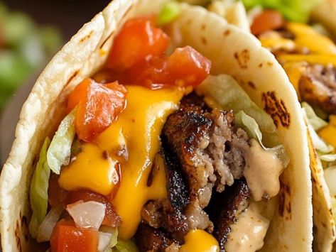 Discover the Ultimate Mashup: Big Mac Smash Burger Tacos Recipe! - NewsBreak Big Mac Smashburger Tacos, Big Mac Tortilla Smash Burger, Big Mac Smash Burger, Big Mac Smash Burger Taco Video, Big Mac Smashed Burger Taco, Smash Burger Tacos, Sunny’s Tex Mex Smash Burger, Burger Tacos, Soft Taco Shells