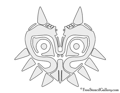 The Legend of Zelda - Majora's Mask Stencil Zelda Pumpkin, Majoras Mask Moon, Day Of Dead Tattoo, Triforce Symbol, Animal Stencil Art, Coloring Template, Zelda Tattoo, Free Stencils Printables, Pumpkin Stencils