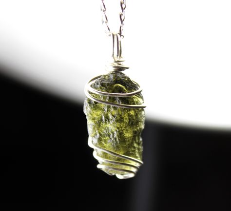 "Cosmic Beacon" Moldavite ~ Star Born Custom Crystal Pendant Wire Wrapped Crystal Pendant, Moldavite Jewelry, Wire Wrapping Crystals, Recycled Jewelry, Notes Design, Wire Necklace, Custom Pendants, Healing Jewelry, Cool Necklaces