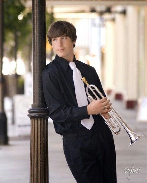 Senior Picture / Photo / Portrait - Musician - Band - Trumpet Portrait Musician, Band Senior Pictures, Senior Photos Boys, Senior Boy Poses, Best Guitar Players, Senior Portrait Poses, Male Senior Pictures, Senior Pictures Sports, High School Senior Pictures