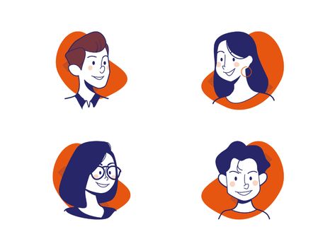 Avatars by Cédric Coralin on Dribbble Avatar Profile Icons, Persona Ux, Customer Avatar, Avatar Design, Vector Characters, Ink Portrait, Wireframe Design, Logo Face, Character Vector