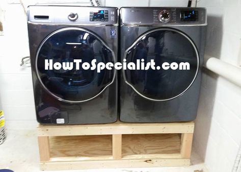 Diy Pedestal For Washer And Dryer, Diy Washer And Dryer Pedestal, Diy Pedestal Stand, Washer Dryer Pedestal, Washing Machine Pedestal, Washer And Dryer Pedestal, Wood Crafts Furniture, Rain Barrel System, Laundry Closet Makeover