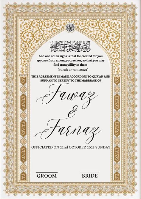 Nikkah Template, Nikah Certificate, Nikkah Contract, Nikkah Nama, Baby Busy Book, Islamic Design Pattern, Grand Opening Invitations, Art Deco Design Graphics, Muslim Wedding Cards