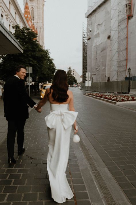 Beautiful bride Zsuzsa wore the Oliver Dress, Manet cape and Ariel bow | Wedding dress by Halfpenny London Halfpenny Wedding Dress, Wedding Dress Separates, Bridal Slippers, London Bride, Bow Wedding Dress, Olive Dress, Bridal Hair Inspiration, Wedding Dress With Veil, Gorgeous Couple