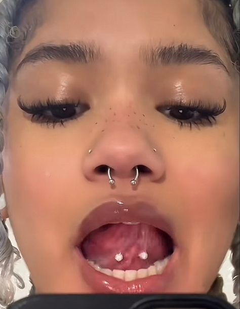 Cute Face Piercings For Women, All Three Nose Piercings, Double Nose Piercing Studs, Double Nose Septum Piercing, Septum Double Nose Piercing, Septum With Double Nose Piercing, Double Nose And Septum Piercing, Septum And Double Nose Piercing, Double Nose Piercing Black Women