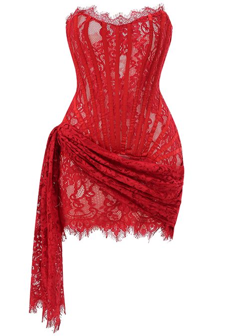 Roaring 20s Red Dress, Red Lace Hoco Dress, Red Lace Corset Dress, Red Corset Mini Dress, Red Classy Dresses, Red Mesh Outfit, Red Dress Baddie, Red Birthday Dress Black Women, Vampire Red Aesthetic