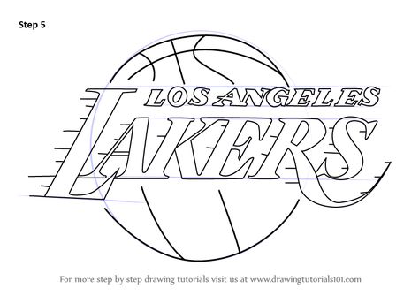 Learn How to Draw Los Angeles Lakers Logo (NBA) Step by Step : Drawing Tutorials Kobe Bryant Drawing Easy, Lakers Drawing, Add Drawings, Logo Step By Step, Los Angeles Lakers Logo, Rare Tattoos, Basketball Drawings, Name Drawings, Lakers Logo