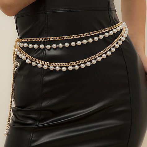 Gender:Women's; Quantity:1pc; Shape:Geometric; Style:Trendy,Simple,Punk,Stylish; Jewelry Type:Waist Chain; Occasion:Festival,Club,Daily,Street; Material:Alloy,Imitation Pearl; Length:105; Design:Geometrical; Front page:WE; Shipping Weight:0.066; Package Dimensions:30.020.01.0; Net Weight:0.065; Listing Date:03/05/2021 Thigh Chain, Ikat Pinggang, Chain Dress, Body Chains, Chain Belts, Gold Belts, Layered Chains, Casual Belt, Estilo Punk