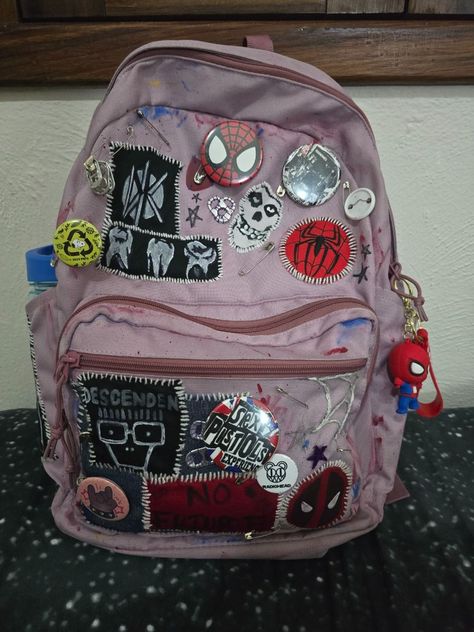 #Backpack_Area_Ideas #Backpack_Customization_Ideas #Backpack_Charm_Ideas #Backpack_Cake_Ideas #Backpack_Craft_Ideas #Backpack_Cubby_Ideas #Backpack_Costume_Ideas #Backpack_Camping_Ideas #Cute_Backpack_Decorations #Clear_Backpack_Decorations #Backpack_Ideas_Design #Backpack_Ideas_Drawing #Backpack_Display_Ideas #Backpack_Day_Ideas #Backpack_Drive_Ideas #Backpack_Dinner_Ideas #Backpack_Design_Ideas_Drawing Spiderman Guitar, Backpack Charms Diy, Patched Backpack, Diy Backpack Decoration, Punk Backpack, Bi Stuff, Mirror Visitor, Embroidery Pins, Backpack Diy