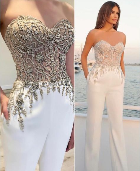 23 Elegant Wedding Jumpsuit Designs - The Glossychic Wedding Reception Dress For Bride Jumpsuit, Fancy Jumpsuit Prom, Evening Jumpsuits Classy, Jumpsuit Elegant Prom, Wedding Dress/jumpsuit, White Wedding Reception Jumpsuit, Fancy Jumpsuit Wedding, Classy Jumpsuit Outfits Wedding, Jumpsuit Wedding Dress Couture Candy