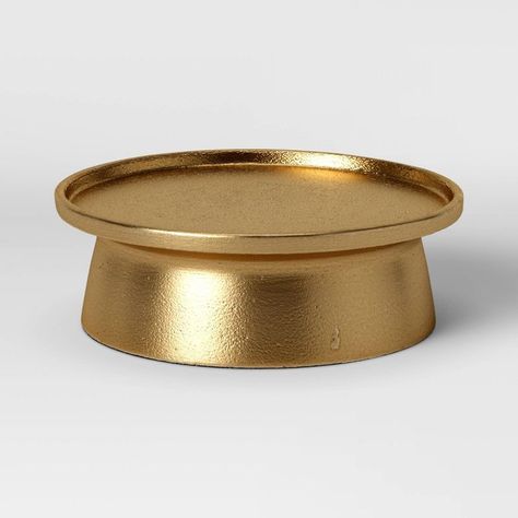 2" x 7" Aluminum Pillar Candle Holder Gold - Threshold™ | Target Target Fall Decor, White Gold Kitchen, Gold Pillar Candle Holders, Fall Decor 2022, Gold Pillar Candles, Target Decor, Pillar Holders, Marble Candle Holder, Marble Candle