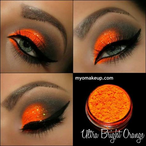 Omg Carnival Trinidad, Eyeshadow Pigments, Fantasy Make-up, Polaroid Snap, Make Up Designs, Maquillage On Fleek, Orange Eyeshadow, Orange Makeup, Neon Makeup