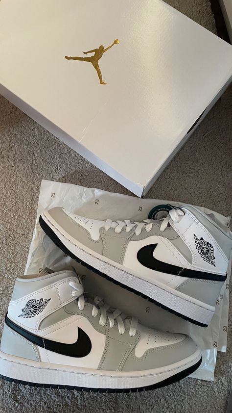 Air Jordan 1 Light Grey, Grey Nike High Tops, Jordan 1 Smoked Grey Mid Outfit, Nike Air Jordan 1 Smokey Grey, Smokey Grey Jordan 1, Jordan 1 Cement Grey, Jordan 1 Mid Light Grey, Jordan 1 Light Grey, Gray Air Jordans