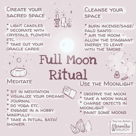 Weronika Salach on Instagram: “Happy Full Moon! I warmly invite you to try out the Full Moon meditation on my YT channel. Take some rest! . . . . . . . . #stayhome…” Lunar Witch, Moon Ritual, Wiccan Magic, New Moon Rituals, Witch Spirituality, Magic Spell Book, Grimoire Book, Full Moon Ritual, Wiccan Spell Book