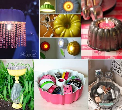 Bundt Pan Decor Ideas, Old Bundt Pan Ideas, Bundt Pan Diy Decor, Old Pots And Pans Repurpose, Old Pans Repurposed Ideas, Bundt Pan Crafts Ideas, Bundt Pan Crafts, Old Bundt Pan Crafts, Bundt Pan Planter