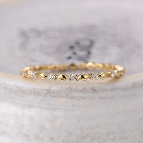 Diamond Wedding Band Women 14k Gold Ring Unique Stacking Eternity Everyday Dainty Anniversary Promise Matching Ring gift for her Right Hand Rings For Women Diamond, Right Hand Rings For Women, Rings For Women Diamond, Rings Everyday, Gold Ring Unique, How To Dress For A Wedding, Wedding Band Women, Leaf Engagement Ring, Oval Cut Engagement Ring