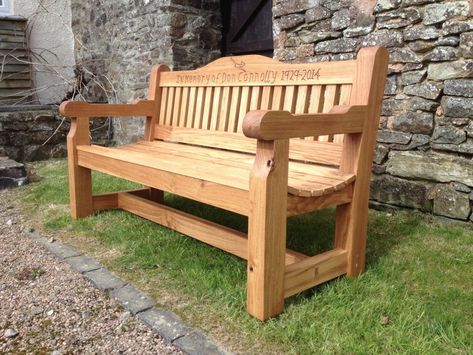 Oak Memorial Bench - The Wooden Workshop, Oakford Devon Memorial Benches Outdoor, Ikea Garden, Wooden Workshops, Wood Bench Outdoor, Benches Outdoor, Wooden Garden Benches, Memorial Benches, Oak Bench, Outdoor Furniture Design