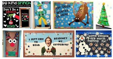 Buddy The Elf Bulletin Board, Bulletin Board Ideas Office, Elf Bulletin Board, Grinch Bulletin Board, Christmas Bulletin Board Ideas, December Bulletin Boards, Holiday Bulletin Boards, Christmas Bulletin Boards, Paper Trees