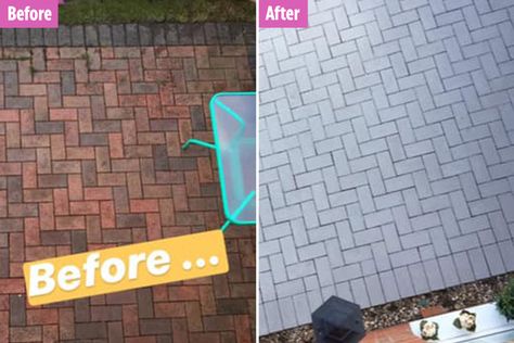 Painting Brick Patio, Paint Brick Pavers, Painting Patio Pavers, Painted Brick Pavers, Painted Brick Walkway, Painted Paving Slabs Patio, Painting Brick Pavers, Painting Pavers Bricks, Painted Brick Patio