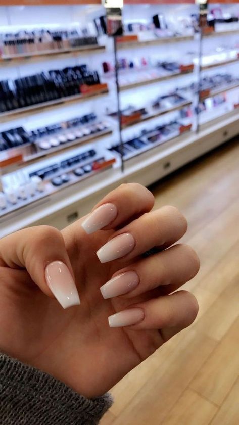 The Most Popular Nail Shapes For Spring 2020 - Society19 Short Coffin Nails Designs, Euphoria Nails, Unghie Sfumate, French Manicure Nails, Ombre Acrylic Nails, Short Coffin Nails, Nails Homecoming, Nails White, Popular Nails