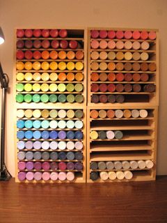 Love the idea for the acrylic paint storage! It's more aesthetically pleasing than anything I would ever paint. Acrylic Paint Storage, Craft Paint Storage, Paint Organization, Craft Storage Box, Dream Craft Room, Hemma Diy, Paint Storage, Scrapbook Room, Office Crafts