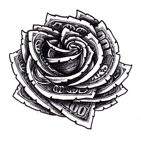 Hundred Dollar Bill Rose Floral Tattoo Design 100 Dollar Rose Tattoo Design, Hundred Dollar Bill Rose Tattoo, 100 Bill Rose Tattoo, 100 Dollar Bill Rose Tattoo, 100 Dollar Bill Tattoo, Dollar Sign Tattoo, Money Rose Tattoo, Dollar Tattoo, Rose Tattoo Stencil