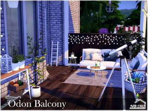 nobody1392's Odon Balcony Sims 4 Porch Decor, Balcony Sims 4, Sims Balcony, Sims 4 Cc Balcony Furniture, Sims 4 Porch Ideas, Sims 4 Balcony Ideas, Sims 4 Balcony Cc, Sims 4 Balcony, Balcony Ikea