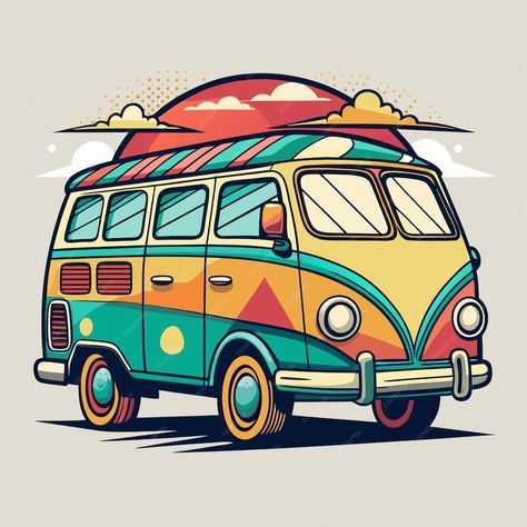 Colorful RV van or campervan illustration retro tshirt design | Premium AI-generated vector Campervan Illustration, Retro Tshirt Design, Rv Van, Logo Psd, Free Business Card Mockup, Business Card Maker, Flyer Maker, Poster Maker, Card Banner