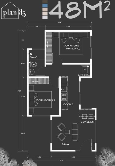 3 Bedroom Appartement Plan, 6x7 House Plan 2 Bedroom, 60 M2 House Plan 2 Bedrooms, 80 M2 House Plan 3 Bedrooms, Small Apartment Building Plans, 80m2 House Plans 2 Floors, Studio Apartment Floor Plans, Indian House Plans, Simple House Design