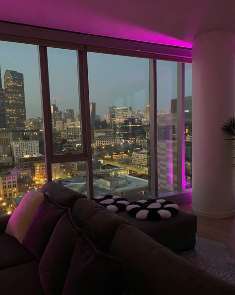 High Rise Apartment Led Lights, Penthouse Apartment Atl, High Rise Apartment Night View, Appartment Aesthetics Night, City View Apartment Aesthetic Night, Dream Penthouse, High Rise Apartment Las Vegas, High Rise Apartment, California Apartment