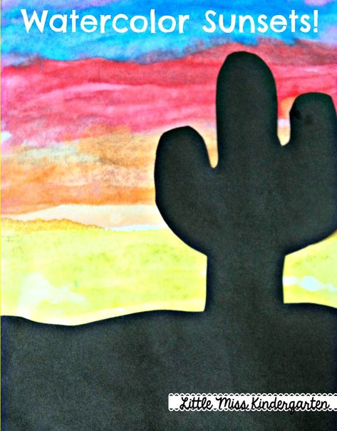 Welcome Kinder Friends, As the sun sets in Texas we still get a glimpse of interesting landscapes. This has been a class favorite f... Texas Art Projects For Kids, Wild West Crafts, Desert Crafts, Texas Crafts, Texas Theme, Desert Theme, Wild West Theme, Miss Kindergarten, Desert Animals