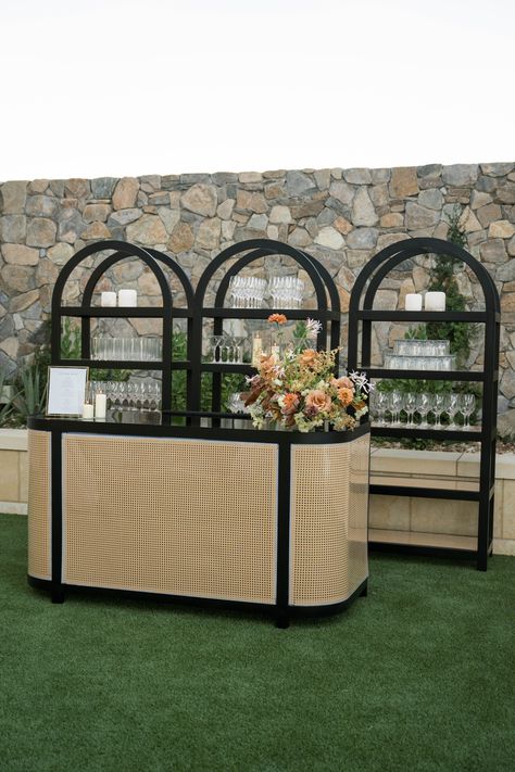 black and cane bar rentals, modern bars, custom bars, custom event branding, black barbacks, arizona events, outdoor wedding Outdoor Champagne Bar, Wedding Mobile Bar Ideas, Bartender Ideas, Mobile Bar Ideas, Portable Bar Ideas, Bar Facade, Modern Bars, Mobil Bar, Outdoor Wedding Bar