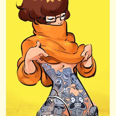 ArtStation - Velma tatooed, Arnaud Roy Funny Cartoons Characters, Philtomato Art, Arte Pin Up, Dope Cartoon Art, Comic Art Girls, Dope Art, Arte Fantasy, A Cartoon, Cartoon Art Styles