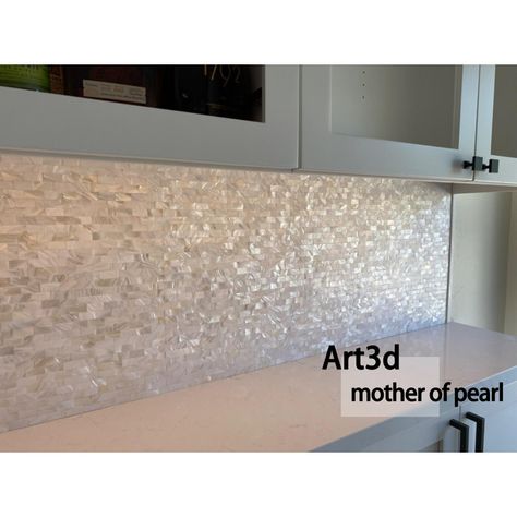 Art3d Mother Of Pearl 0.6" x 1.2" Seashell Mosaic Floor & Wall Tile & Reviews | Wayfair Mother Of Pearl Tiles, Pearl Backsplash, Mother Of Pearl Backsplash, Seashell Mosaic, Pearl Tiles, Tile For Kitchen Backsplash, Shell Mosaic Tile, Tile For Kitchen, Shell Tiles