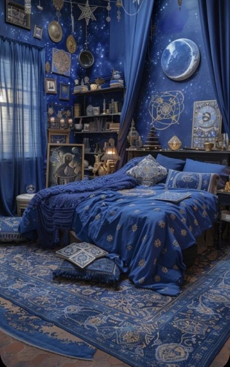 Witch 101, Rh Bedroom, Witchy Bedroom Ideas, Celestial Room, Outfit Patterns, Witchy Bedroom, Whimsical Bedroom, Dream Bedroom Inspiration, Fantasy Rooms